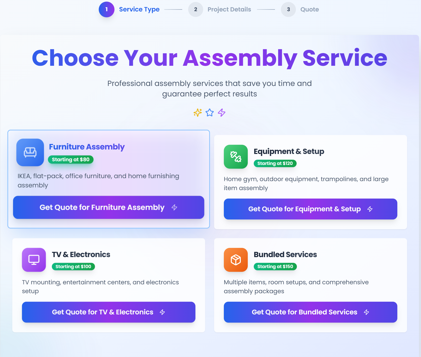 Assembly Service Quote Builder