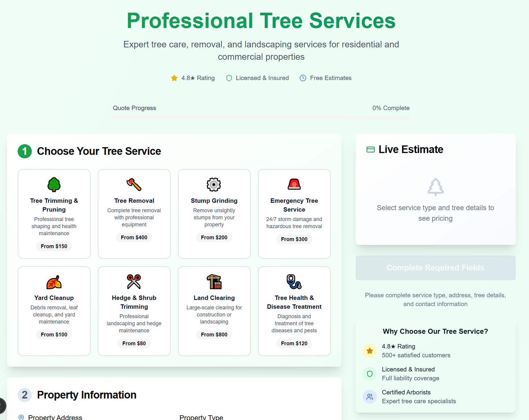 Professional Tree Services Quote